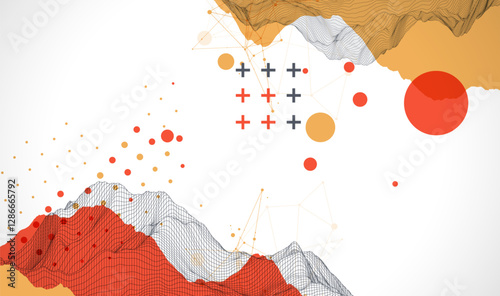 Trendy abstract wireframe background. Modern science or technology art elements. Surface illustration.