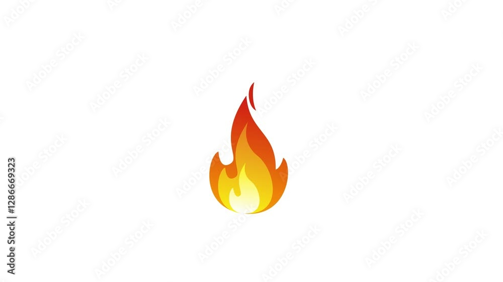 Fire Emoji Animated on white Background. simple flame icon