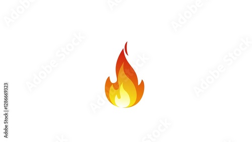 Fire Emoji Animated on white Background. simple flame icon
