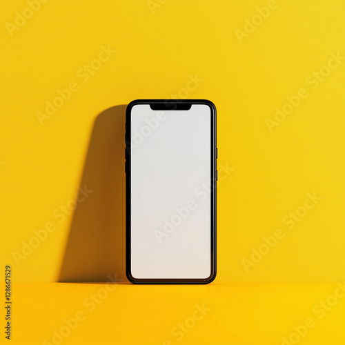Free Download Smartphone with Blank Screen on Yellow Background – AI Generated - GFXLoad