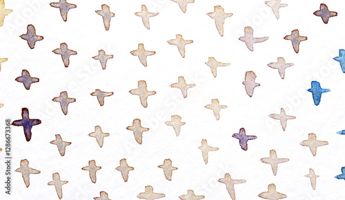 Watercolor cross pattern with varied shades on white background for creative artistic designs.
