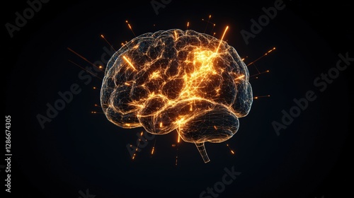 Computer generated image of a brain illustrating the concept of collective intelligence and generative ai technology