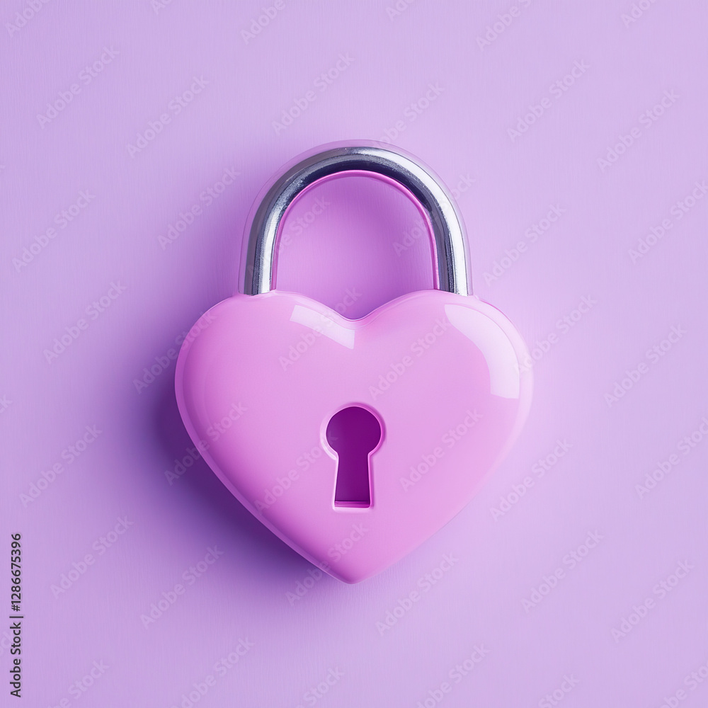 3D pink heart lock with metallic details 3D pink heart lock with metallic details