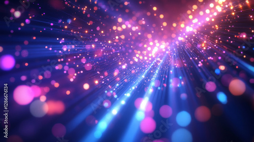 3d blue light party laser effect on disco concert show in nightclub. Magic beam neon glow celebration design. Led lazer glare on discotheque performance illustration. Abstract illuminated star burst