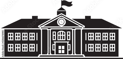 University Building Silhouette - Classic Educational Institution Icon