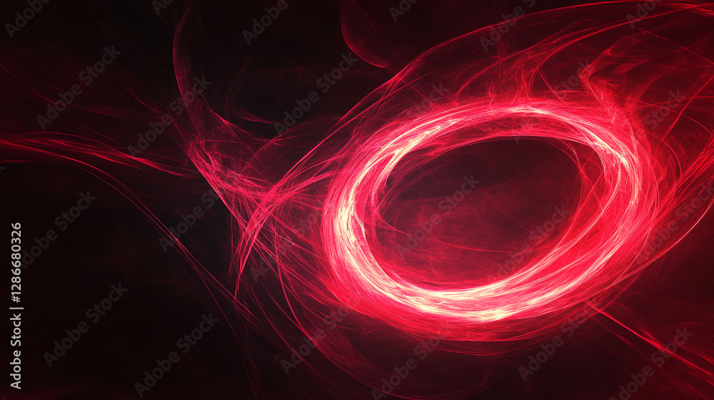 Fototapeta premium Abstract red glowing circular light and energetic swirls in motion, creating a dynamic and futuristic concept with vivid and flowing luminous trails.