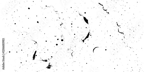 Distressed black texture. Dark grainy texture on white background. Dust overlay textured. Grain noise particles. Rusted white effect. Grunge design elements. Vector illustration, EPS 10.