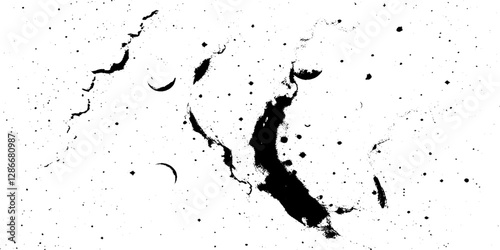 Distressed black texture. Dark grainy texture on white background. Dust overlay textured. Grain noise particles. Rusted white effect. Grunge design elements. Vector illustration, EPS 10.