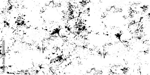 Distressed black texture. Dark grainy texture on white background. Dust overlay textured. Grain noise particles. Rusted white effect. Grunge design elements. Vector illustration, EPS 10.