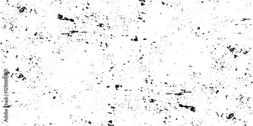 Distressed black texture. Dark grainy texture on white background. Dust overlay textured. Grain noise particles. Rusted white effect. Grunge design elements. Vector illustration, EPS 10.