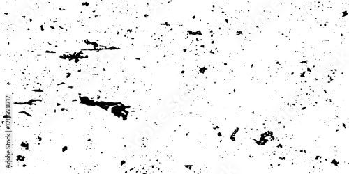 Distressed black texture. Dark grainy texture on white background. Dust overlay textured. Grain noise particles. Rusted white effect. Grunge design elements. Vector illustration, EPS 10.
