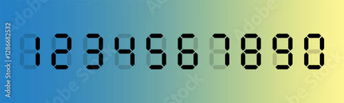 Black Digital Numbers – Seven-Segment Display for Calculators, Clocks, and Meters
