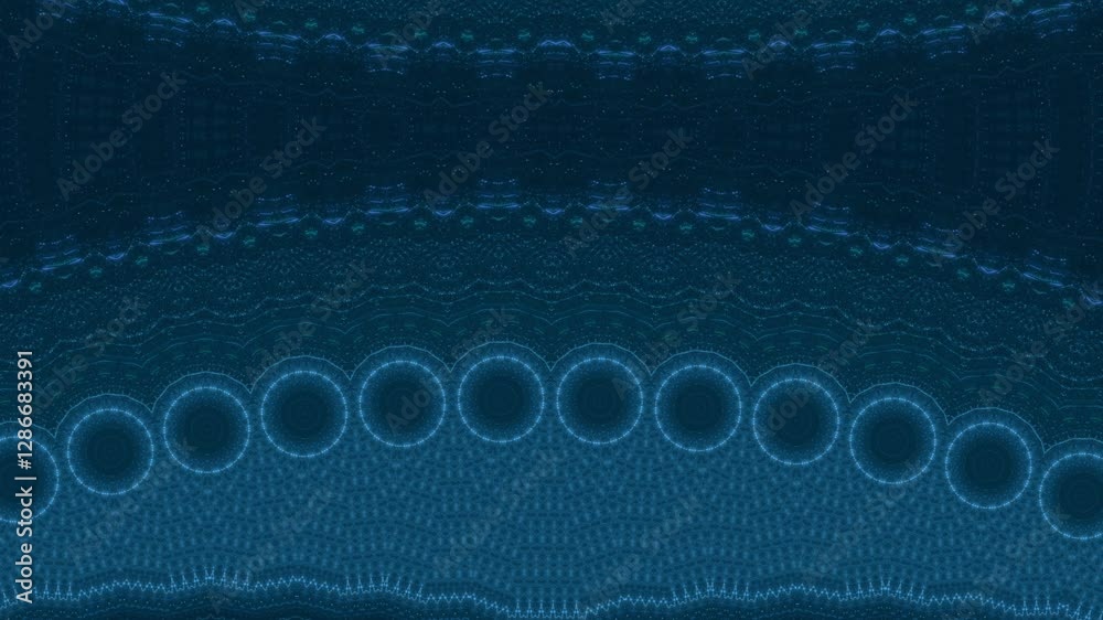 leuchtende Lichtpunkte bewegen sich langsam Richtung Zentrum, digitaler Datentransfer, Algorithmus, Internet, Energie, Datenfluss, Geschwindigkeit, Wandel, Austausch, braun, orange