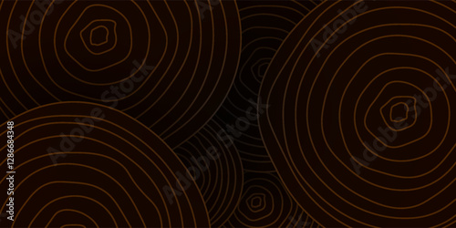 Abstract luxury black background with tree rings. Modern circle shape overlap layer texture. Golden circle ring pattern. Luxury style. Circular wood concept. EPS10