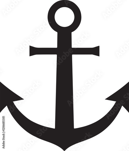 Ship anchor or boat anchor icon, Ship Anchor logo, Anchor icon silhouette vector illustration 