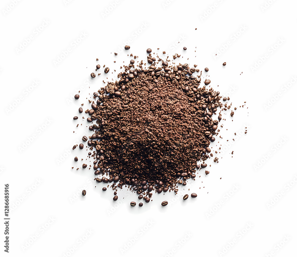 Heap of Coffee Powder: A macro shot captures a neat pile of finely ground coffee powder with rich dark tones. Heap of Coffee Powder: A macro shot captures a neat pile of finely ground coffee powder with rich dark tones.