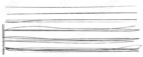 Set of chalk underline lines and texture emphasis. Line brush marker, pen, pencil stroke vector. Blue line brush marker scribble sketch underline. Hand drawn doodle pencil scratch mark. eps10