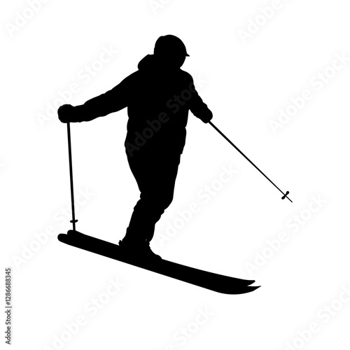 silhouette of skier, skiing - vector illustration	