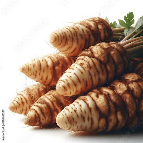 A delicious sunchoke roots isolated on white background