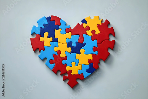 Heart shaped puzzle pieces symbolising logo of autism awareness day photo