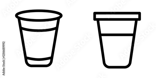 Simple Plastic Glass Icon Design – Vector Symbol Set