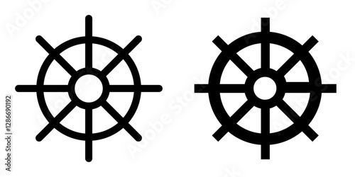 Nautical Ship Wheel Icon Design – Vector Symbol Set