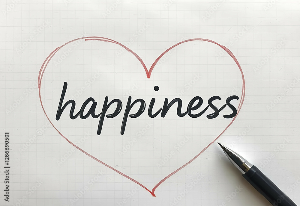 Happiness with heart drawn around it Happiness with heart drawn around it