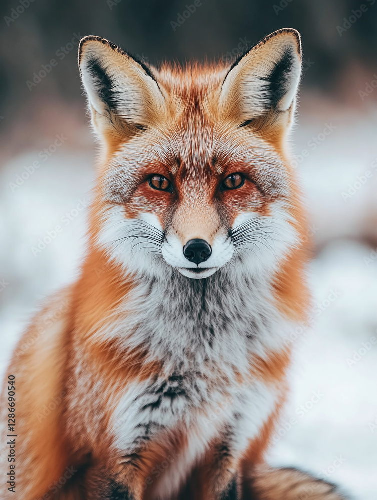 Fototapeta premium Sitting red fox isolated on white or white background , animal.