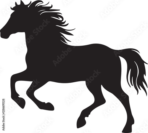 standing Arabian horse silhouette horse black Icon Vector sticker symbol