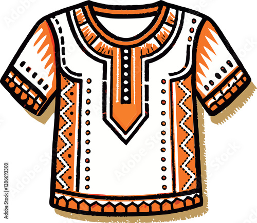 Colorful Minimalist Vector Tunic Design Showcasing a Retro Vintage Illustration with a Modern and Aesthetic Artistic Appeal