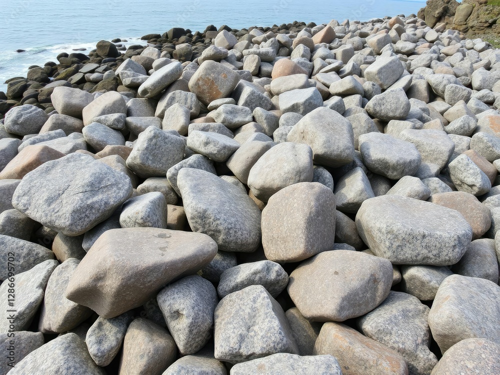 Weathered granite boulders scattered along the North Coast of Anglesey Wales, outdoor scenery, anglesey wales, coastal erosion Weathered granite boulders scattered along the North Coast of Anglesey Wales, outdoor scenery, anglesey wales, coastal erosion