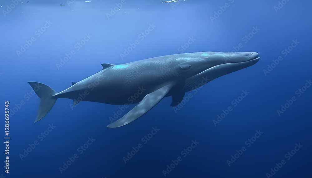 Fototapeta premium A large sperm whale swims in the sea