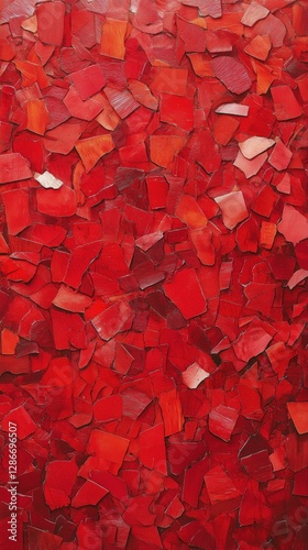 Vibrant Abstract Red Mosaic With Various Shades and Textures Capturing Dynami...