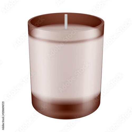 Mockup of a scented candle in brown glass holder. Candle in a jar