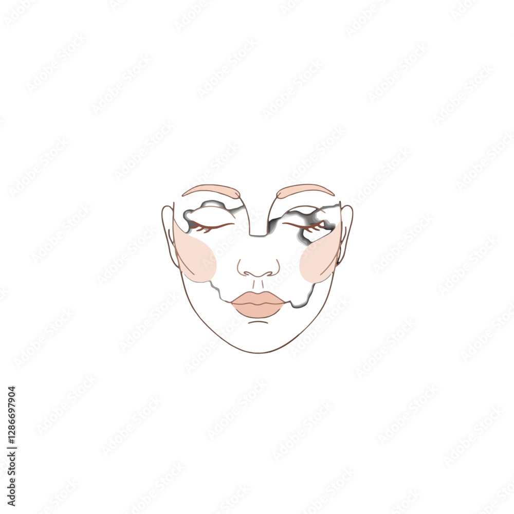 Minimalist Illustration of a Woman's Face with Highlighted Features