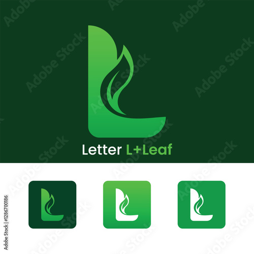 Initial letter L leaf logo design green gradient organic leaf logo