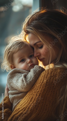 Warm Moment Shared Between Mother and Child in Soft Natural Light Indoors