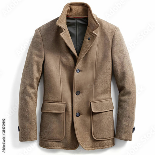 A stylish winter wool jacket featuring elegant button details,