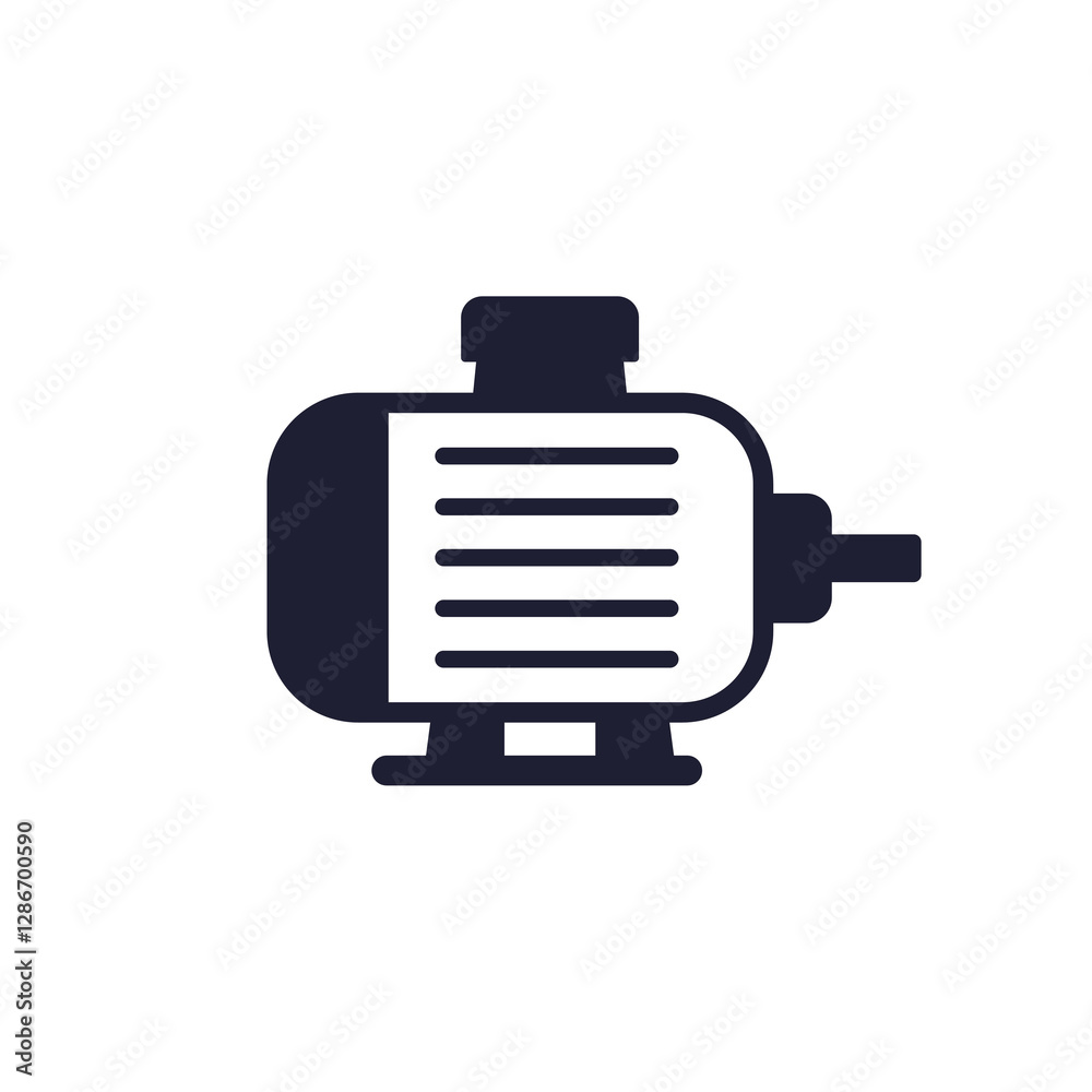 electric motor icon, pictogram on white electric motor icon, pictogram on white