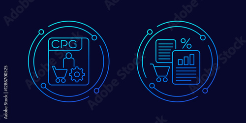 CPG icons, Consumer Packaged Goods, linear design