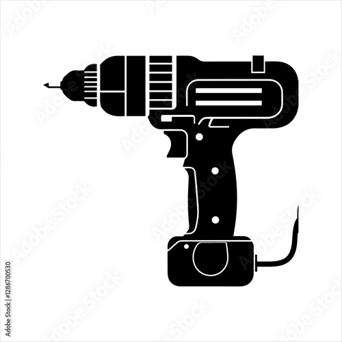 Drill machine silhouette vector, Electric drill machine icon