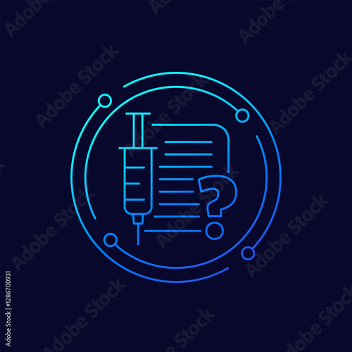 medical trial icon, vaccine clinical study, linear design