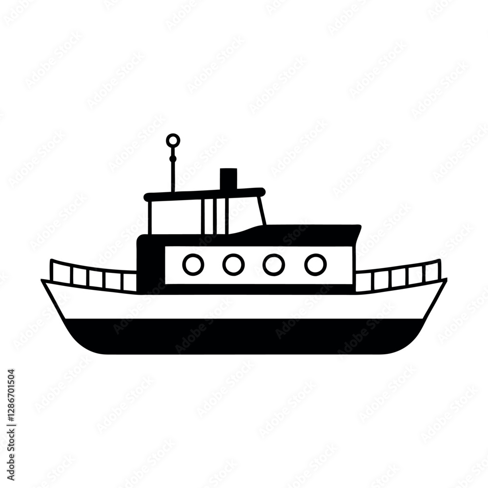 Towboat Silhouette Vector for Print and Digital Towboat Silhouette Vector for Print and Digital