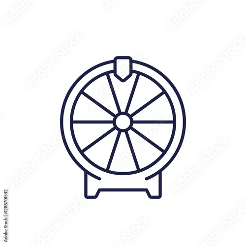 roulette line icon, fortune wheel on white