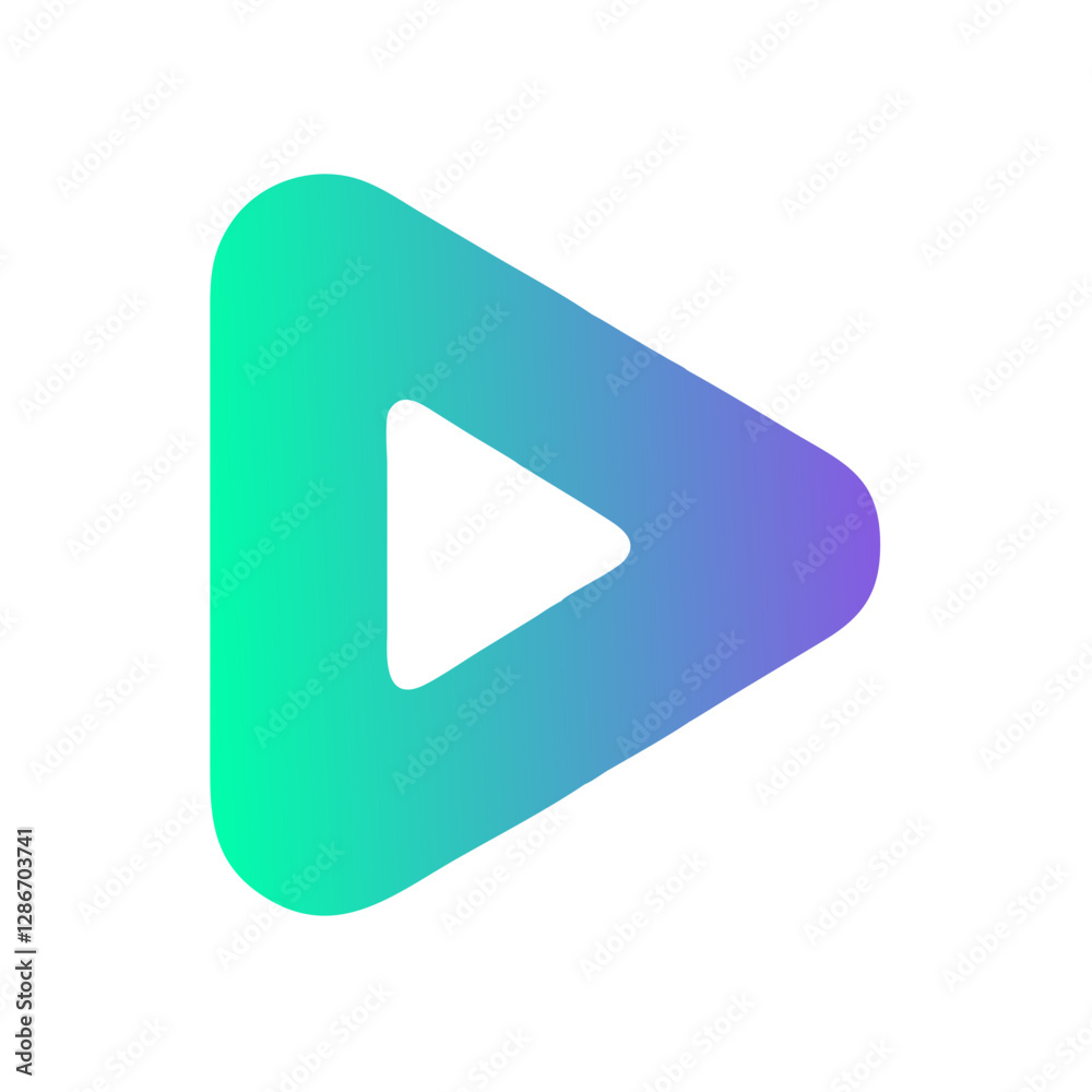 Colorful play button icon design, creative digital media concept