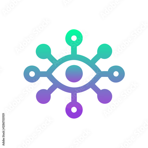 Colorful eye illustration with connected nodes, digital perception
