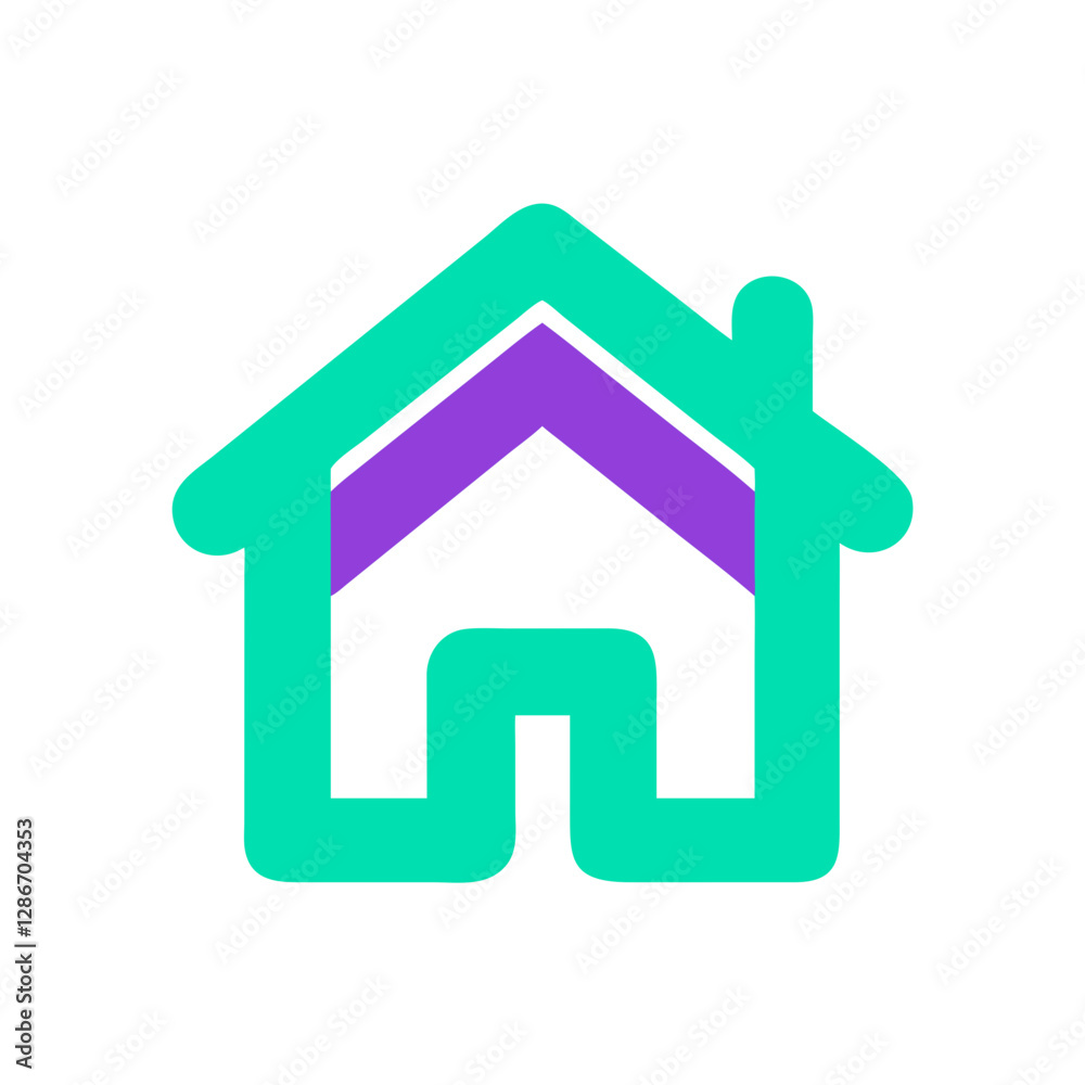 Fototapeta premium Colorful house icon on white background, home concept design