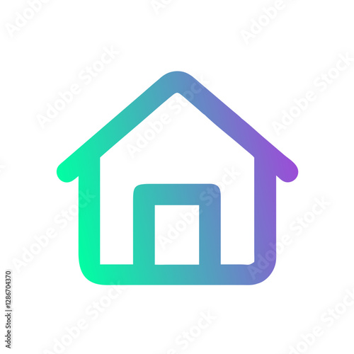 Colorful house icon illustration on white background, home concept