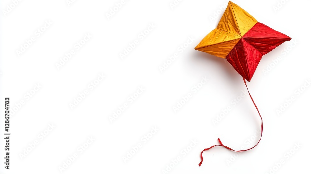 custom made wallpaper toronto digitalRed and Gold Kite on White Background: A Playful, Vibrant Design Element