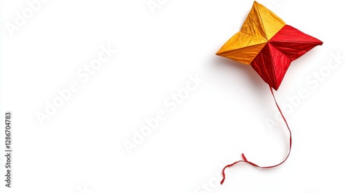 Wallpaper Mural Red and Gold Kite on White Background: A Playful, Vibrant Design Element Torontodigital.ca